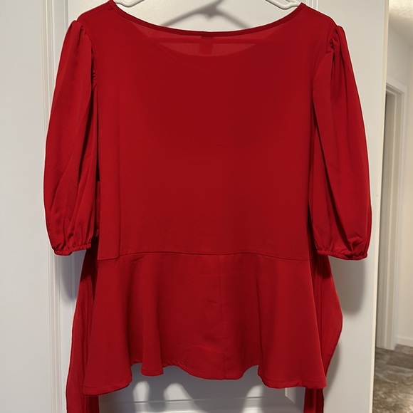 Red front wrap shirt. - Picture 4 of 4
